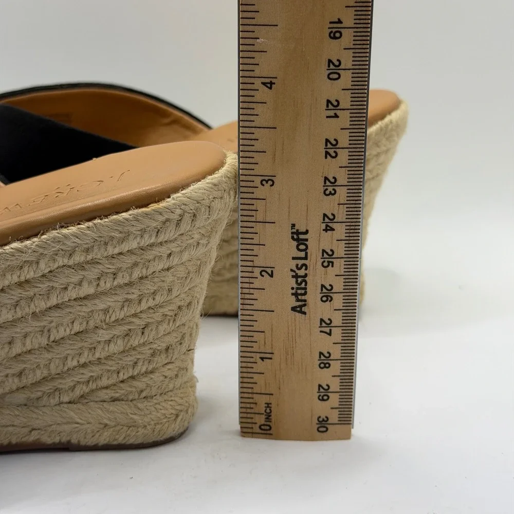 J.Crew Black Crossover Espadrille Wedge Sandals BH223 Womens 7